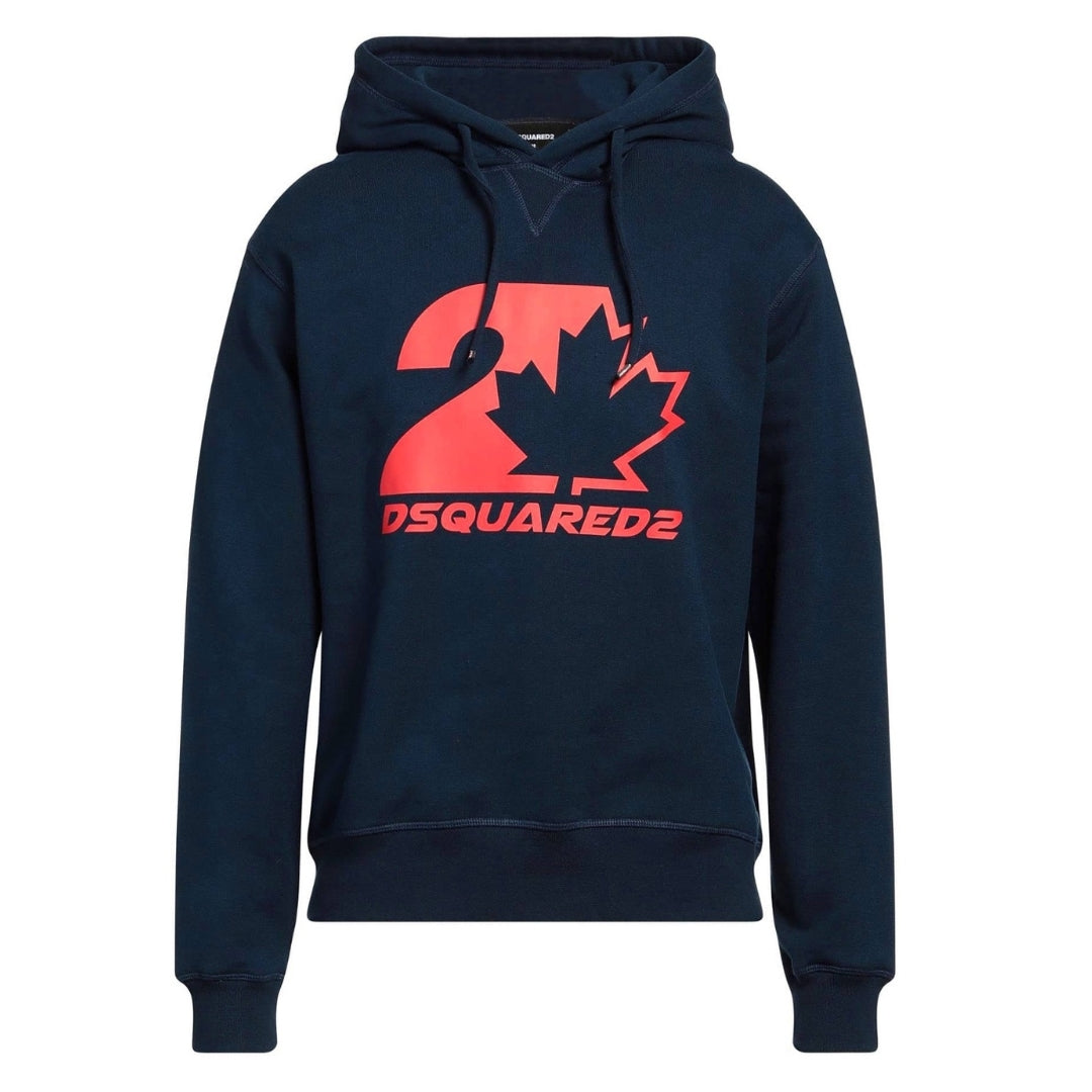 Dsquared2 S74Gu0728 478 Cool Fit Maple Leaf Hoodie 478 Navy Hoodie - Style Centre Wholesale