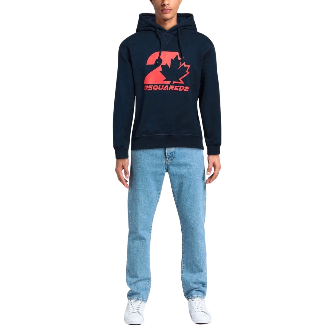 Dsquared2 S74Gu0728 478 Cool Fit Maple Leaf Hoodie 478 Navy Hoodie - Style Centre Wholesale