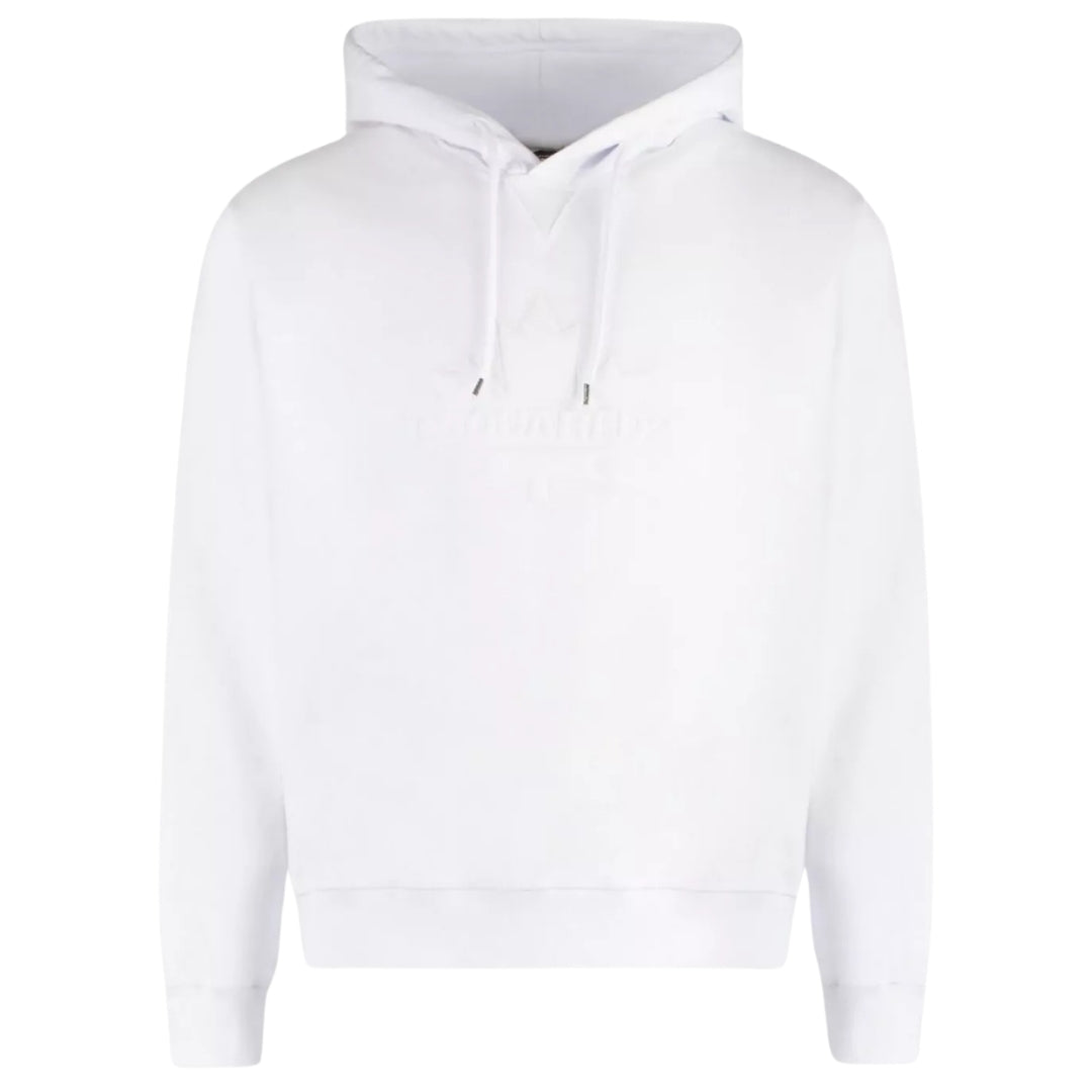 DSQUARED2 Monotone Maple Leaf Logo White Hoodie S