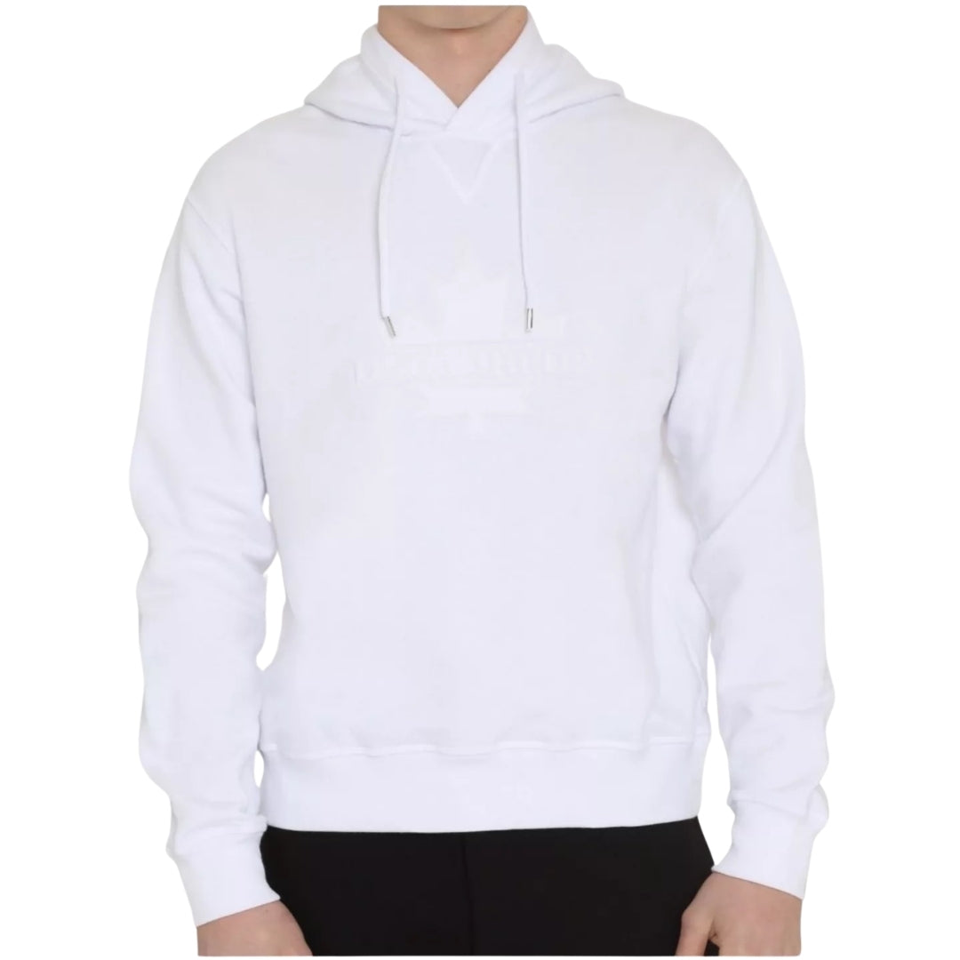 DSQUARED2 Monotone Maple Leaf Logo White Hoodie S