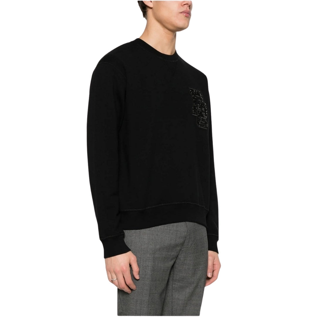 DSQUARED2 D2 Sequin Logo Black Crew Neck Jumper M