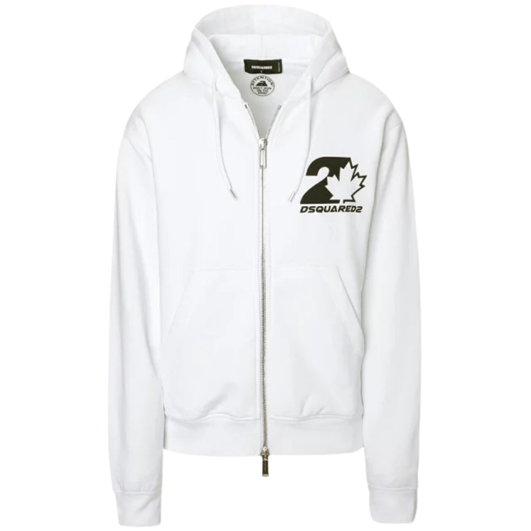 DSQUARED2 Cool Fit Maple Leaf Logo White Hoodie XL