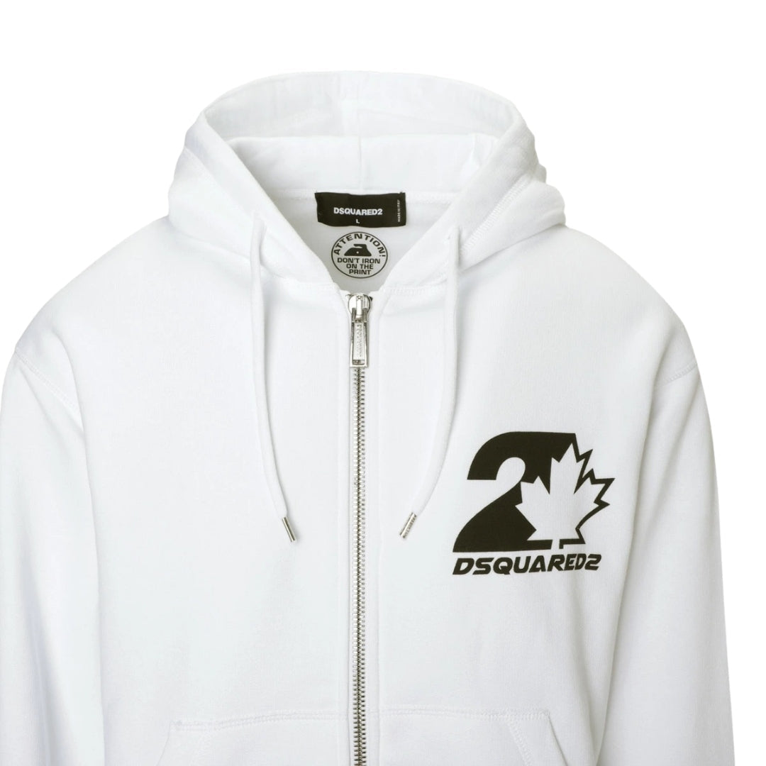 DSQUARED2 Cool Fit Maple Leaf Logo White Hoodie XL