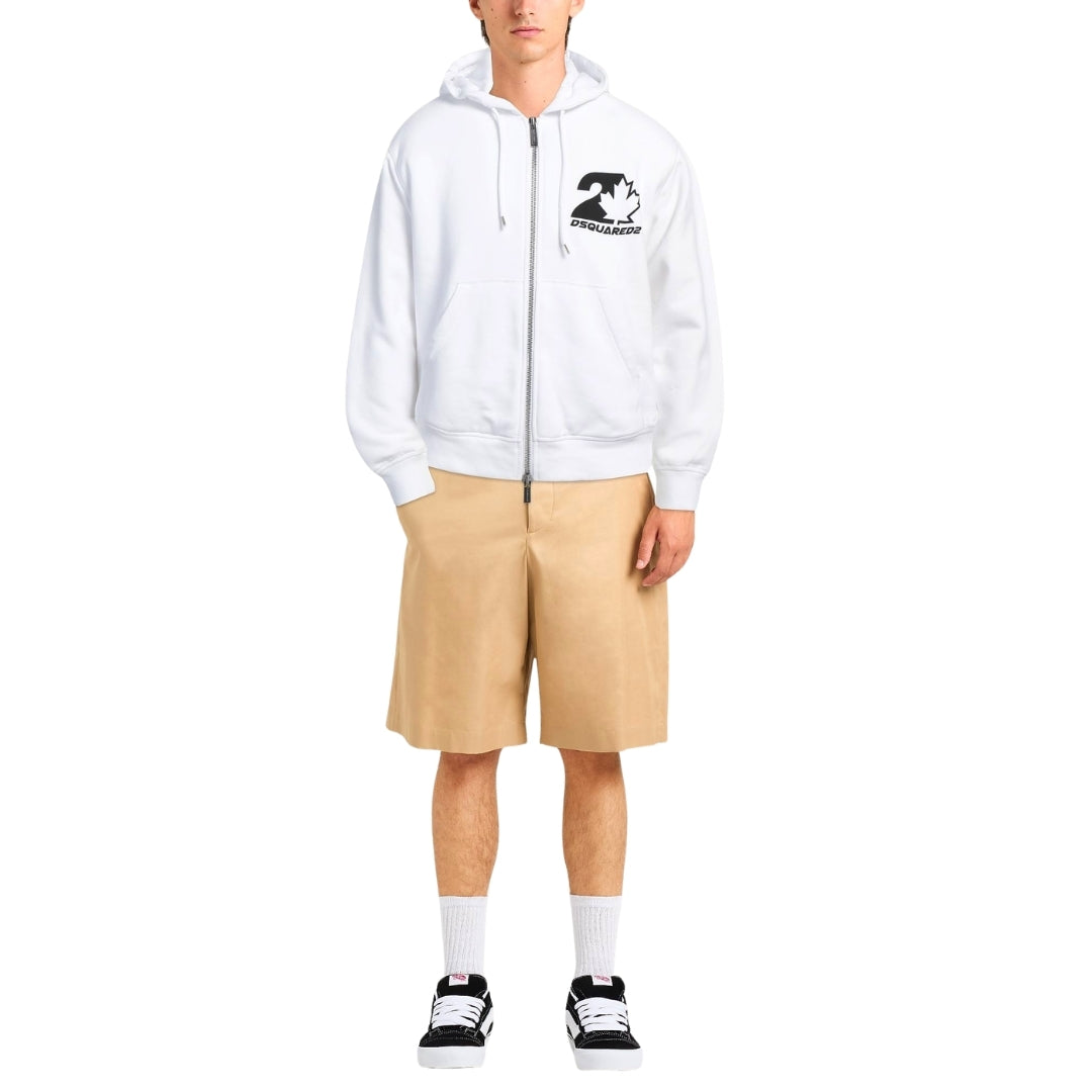 DSQUARED2 Cool Fit Maple Leaf Logo White Hoodie XL
