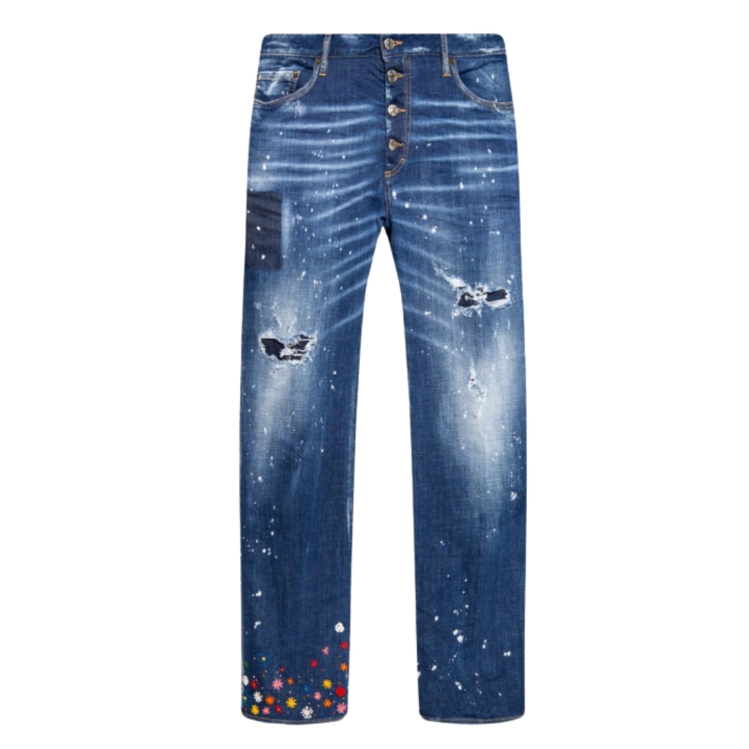 Dsquared2 S74Lb1164 S30342 Roadie Jean 470 Blue Navy Jeans Mens