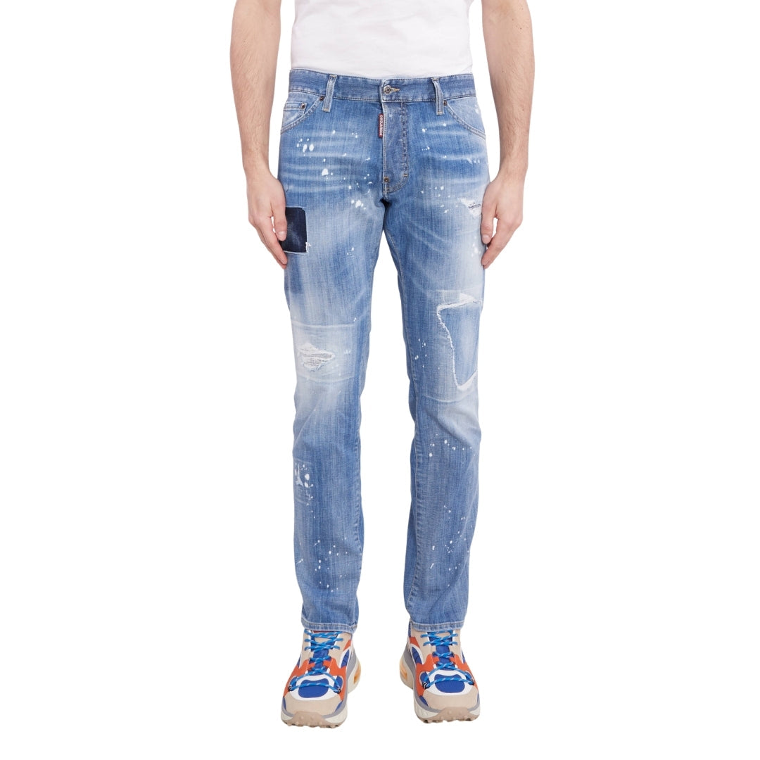 DSQUARED2 Cool Guy Jean Patchwork Denim Blue Jeans W40