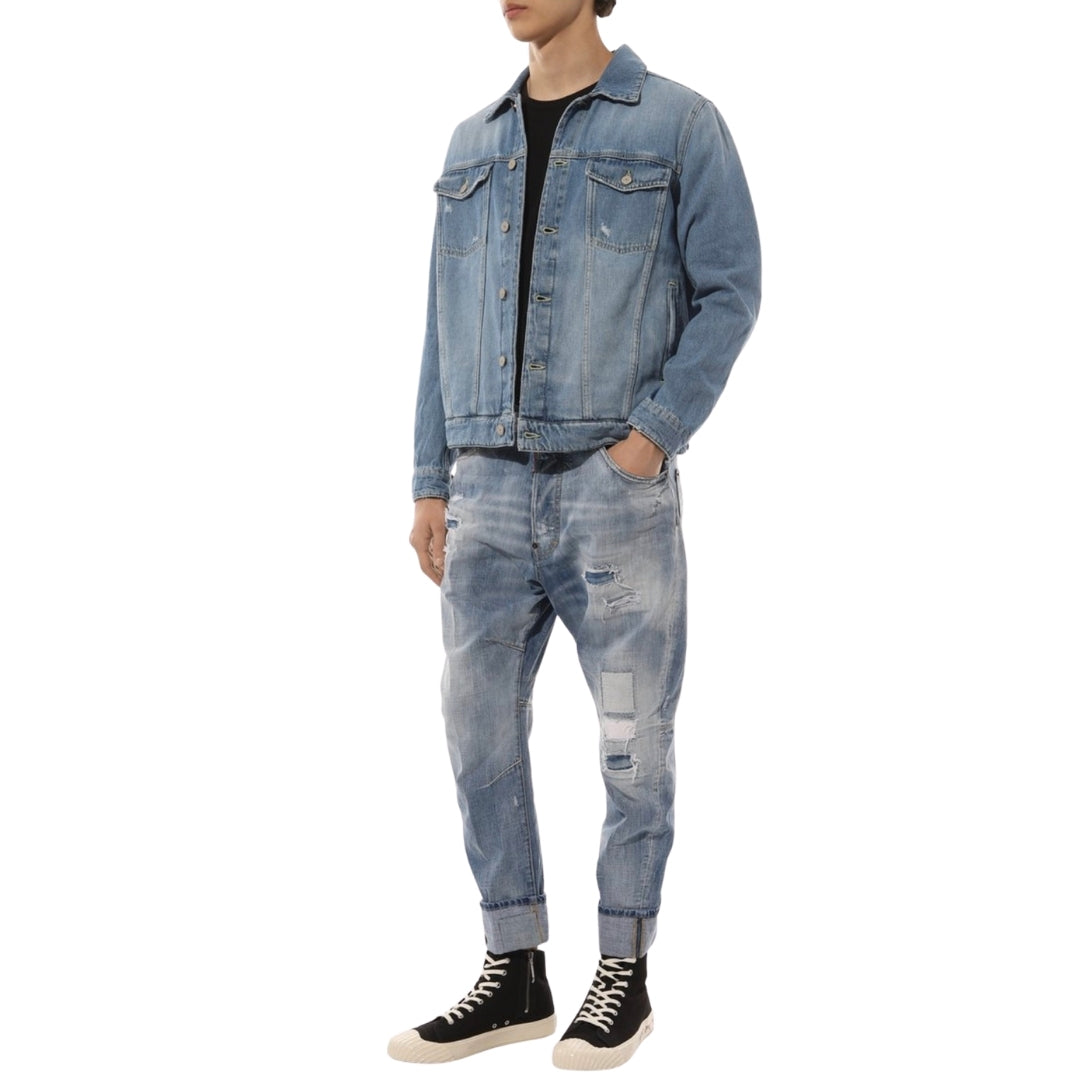 DSQUARED2 Worn Patchwork Relaxed Fit Blue Jeans W34