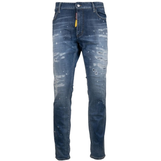 DSQUARED2 Super Twinky Jean Destroyed Reinforced Paint Splash Blue Jeans W32
