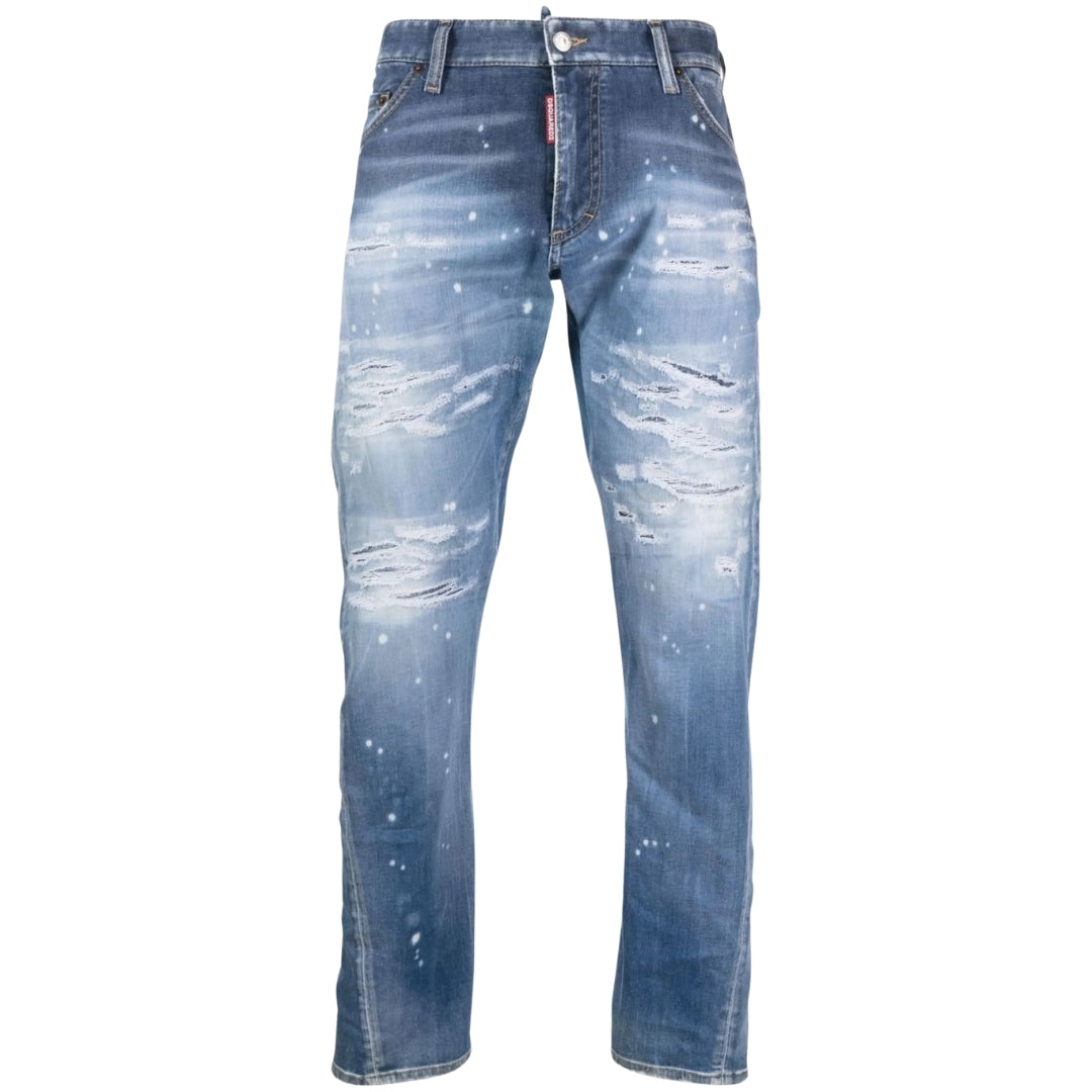 DSQUARED2 Sexy Twist Jean Destroyed Reinforced Paint Splash Blue Jeans W30