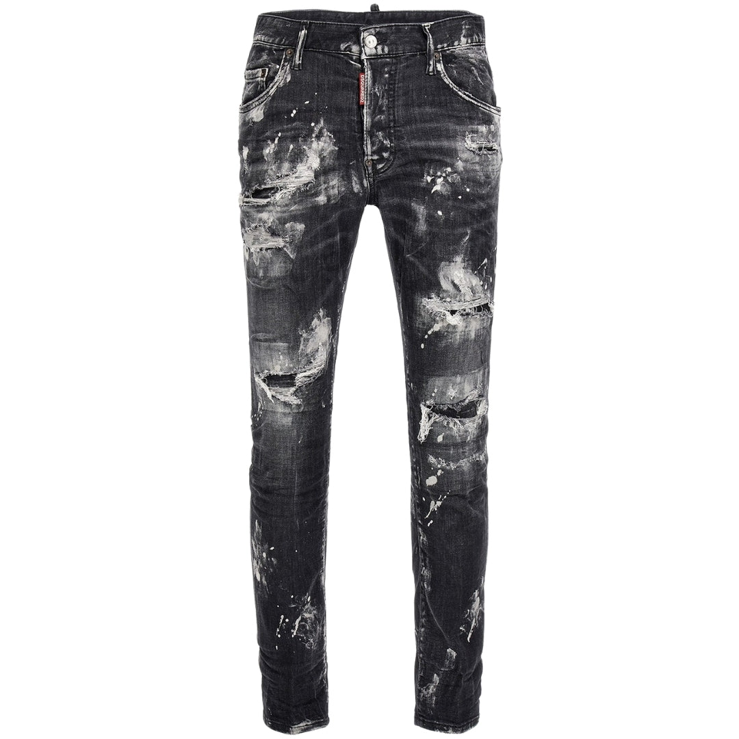 DSQUARED2 Super Twinky Jean Destroyed Paint Effect Black Jeans W28