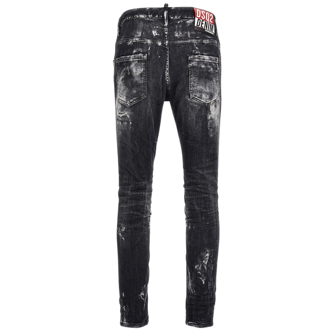DSQUARED2 Super Twinky Jean Destroyed Paint Effect Black Jeans W28