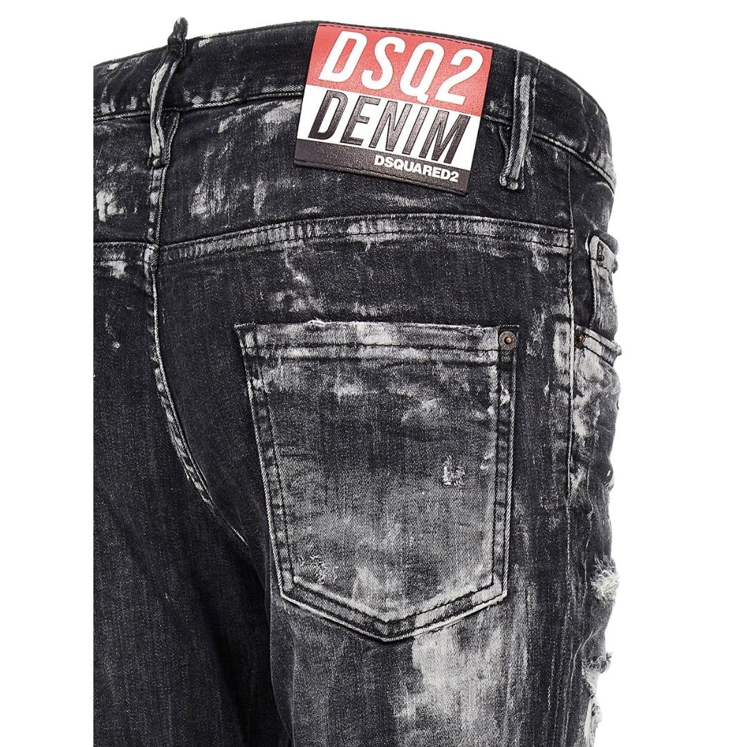 DSQUARED2 Super Twinky Jean Destroyed Paint Effect Black Jeans W28