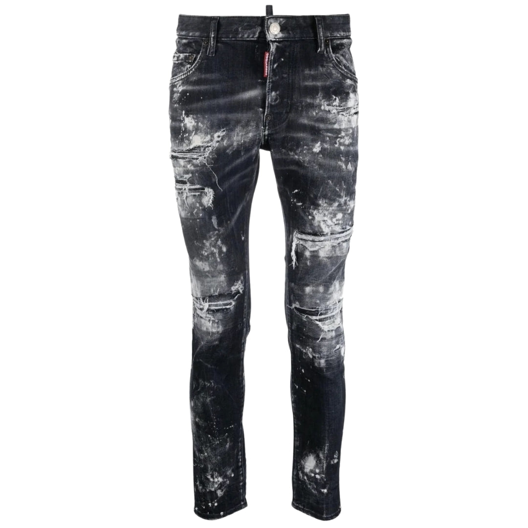 DSQUARED2 Skater Jean Destroyed Paint Effect Black Jeans W28