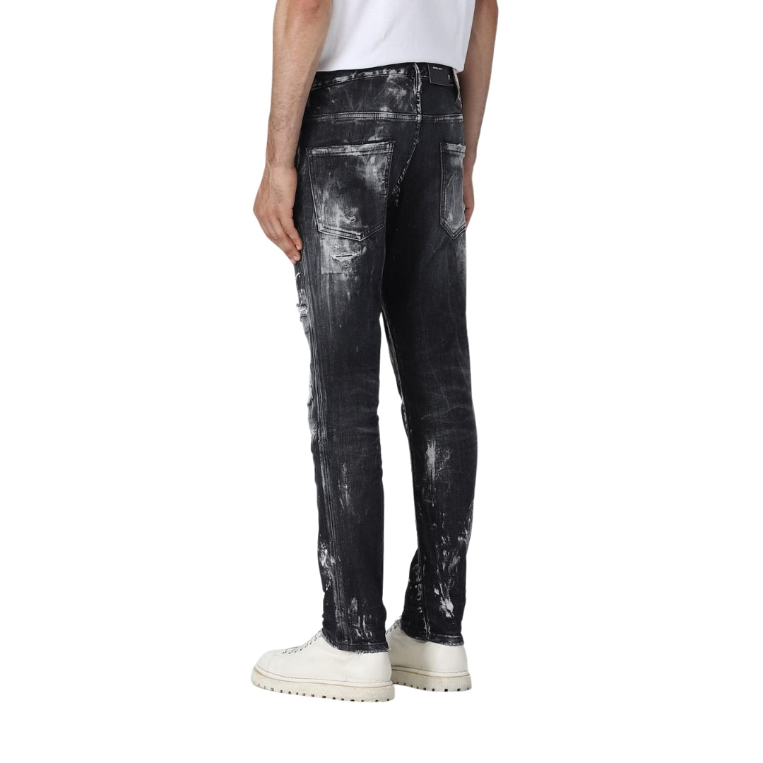 DSQUARED2 Skater Jean Destroyed Paint Effect Black Jeans W28