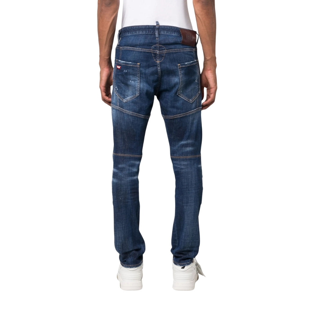 DSQUARED2 Tikdy Biker Jean Worn Reinforced Wash Blue Jeans W30