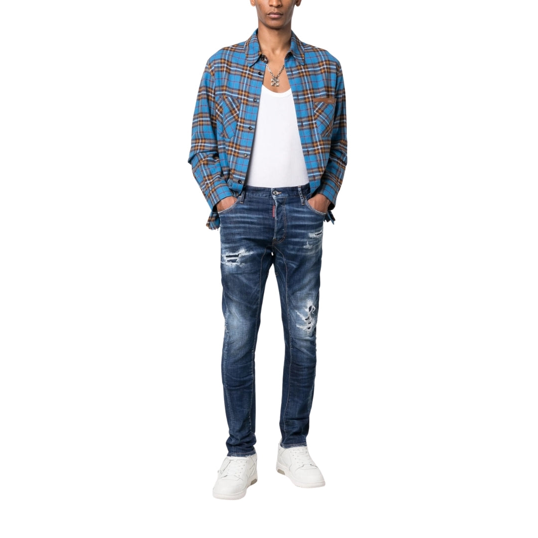 DSQUARED2 Tikdy Biker Jean Worn Reinforced Wash Blue Jeans W30