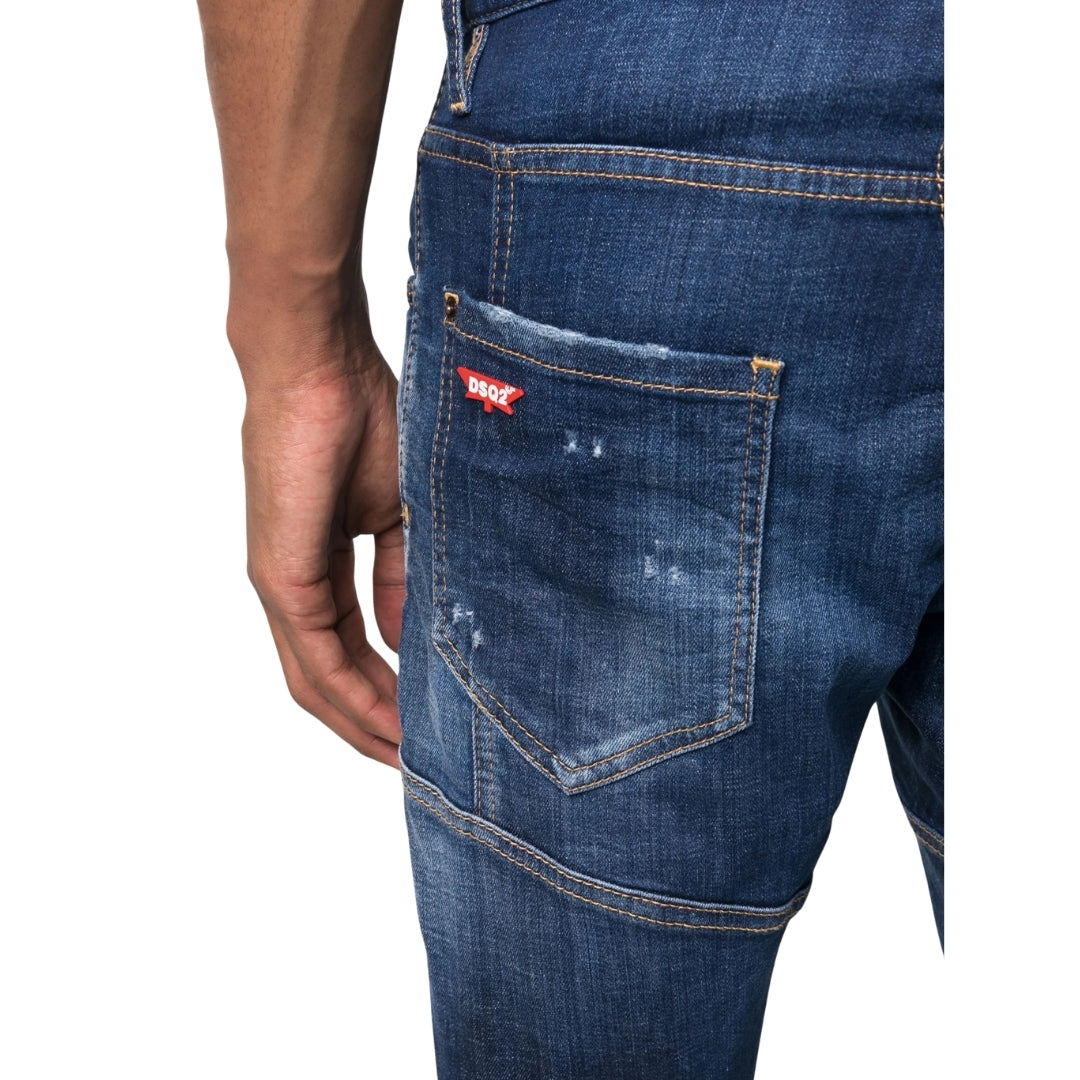 DSQUARED2 Tikdy Biker Jean Worn Reinforced Wash Blue Jeans W30