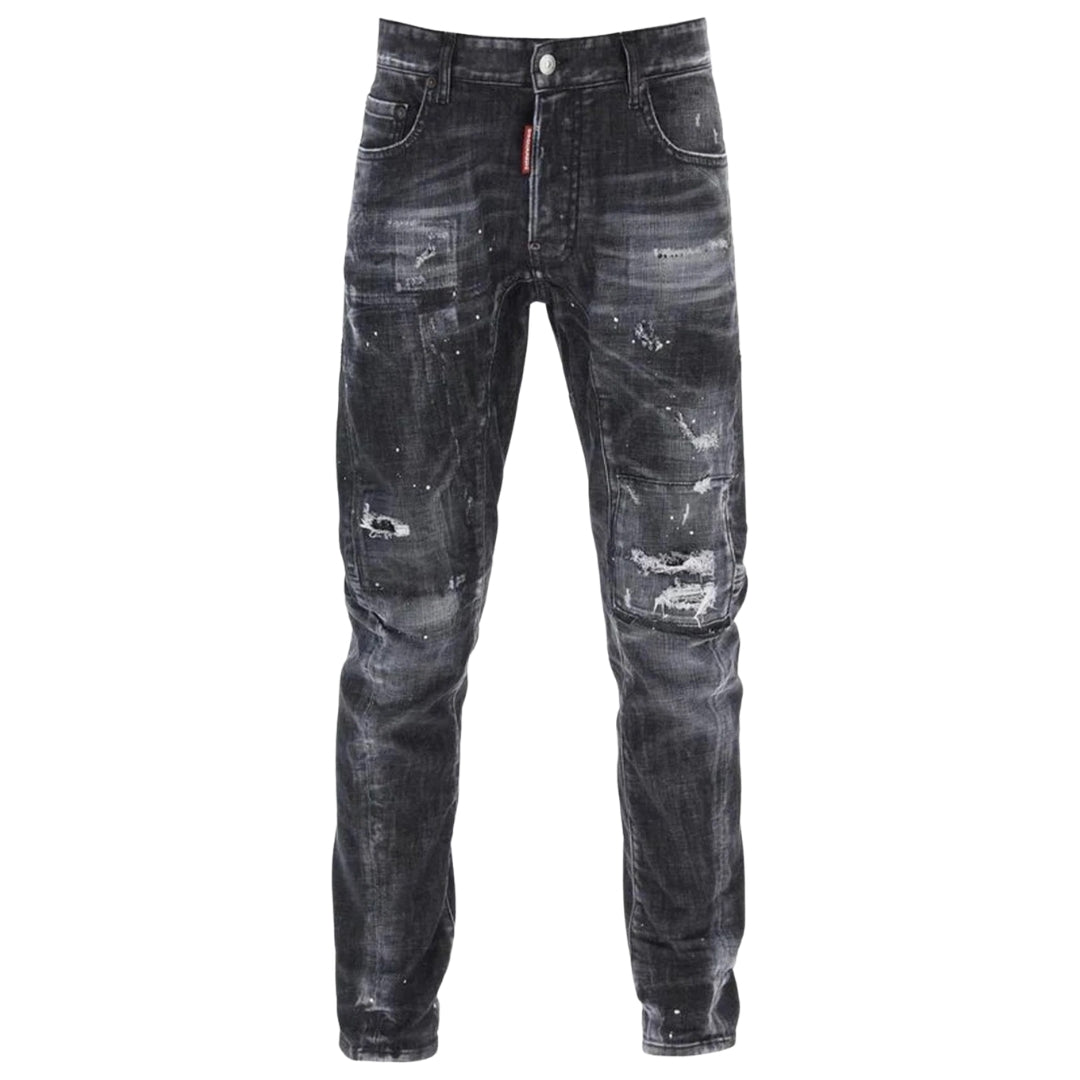 DSQUARED2 Tidy Biker Jean Worn Faded Style Black Jeams W28