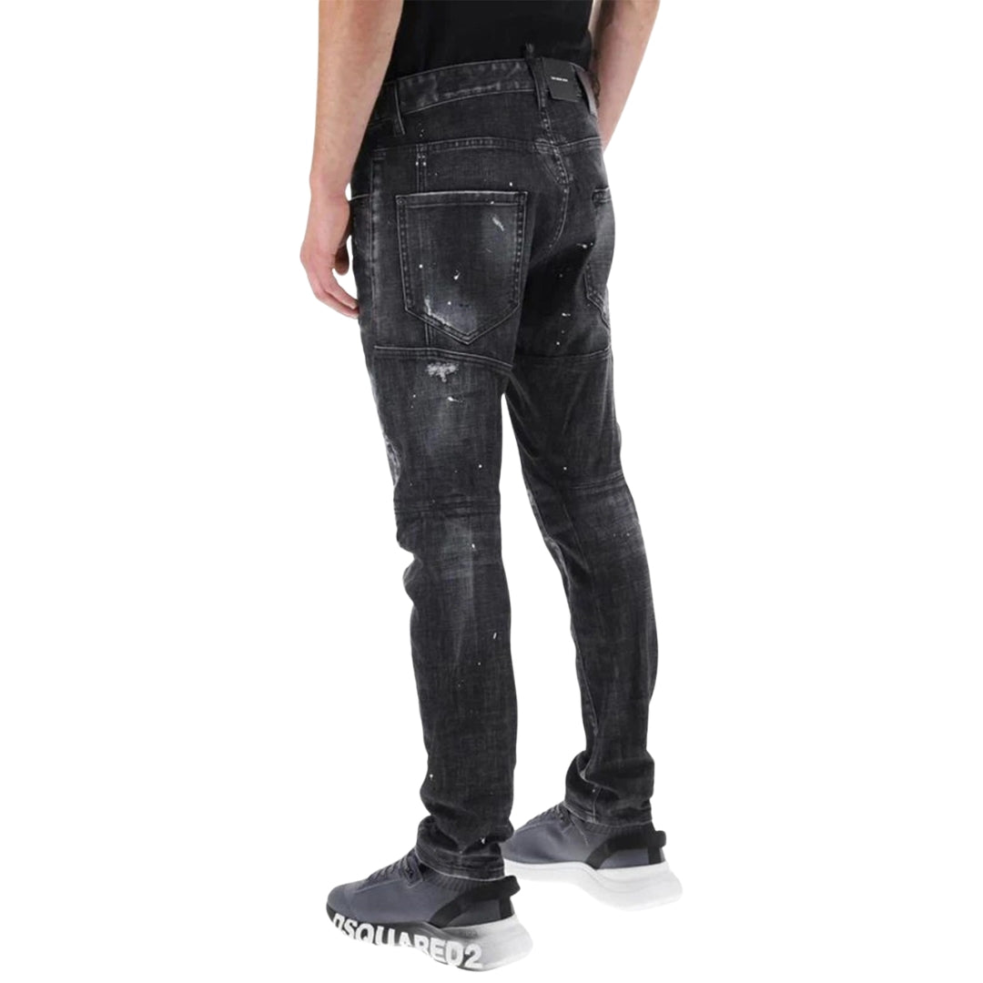DSQUARED2 Tidy Biker Jean Worn Faded Style Black Jeams W28