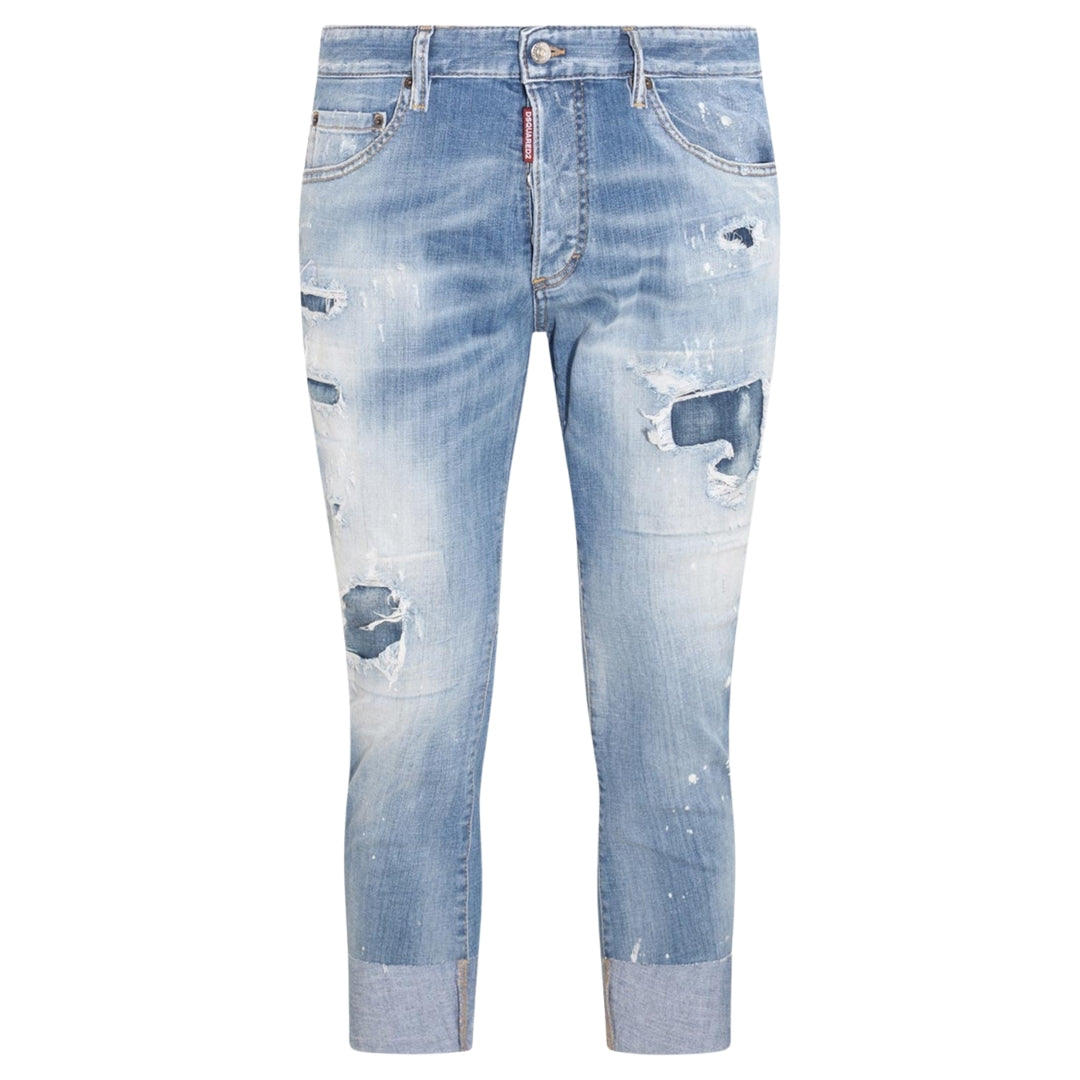 DSQUARED2 Sailor Jean Destroyed Reinforced Denim Blue Jeans W28
