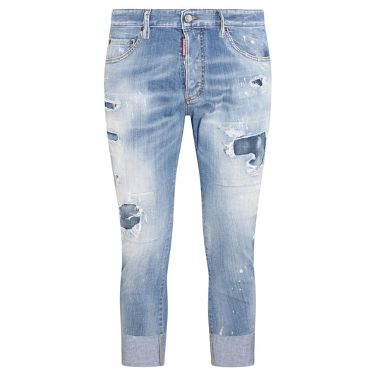 DSQUARED2 Sailor Jean Destroyed Reinforced Denim Blue Jeans W28
