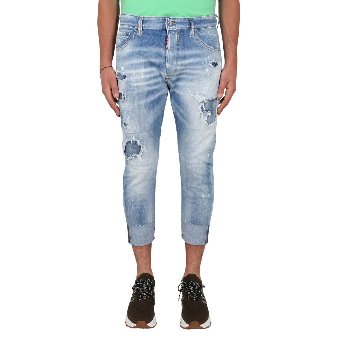 DSQUARED2 Sailor Jean Destroyed Reinforced Denim Blue Jeans W28
