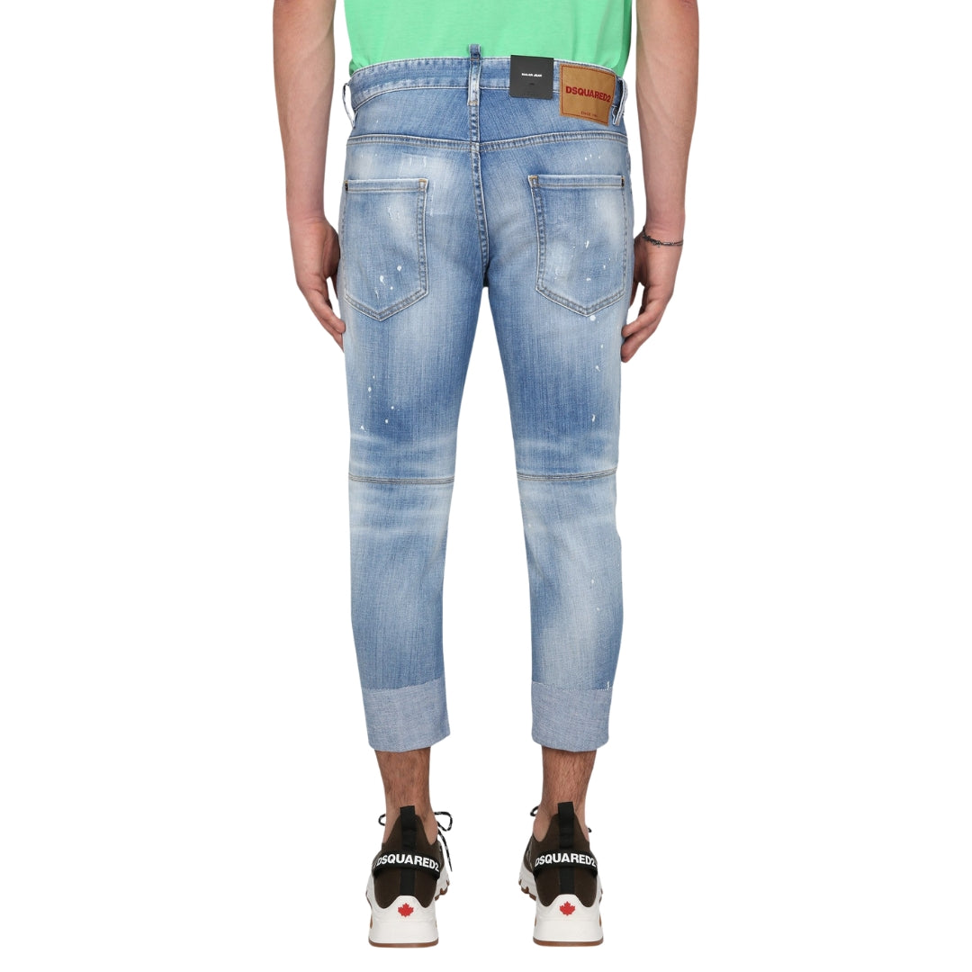DSQUARED2 Sailor Jean Destroyed Reinforced Denim Blue Jeans W28