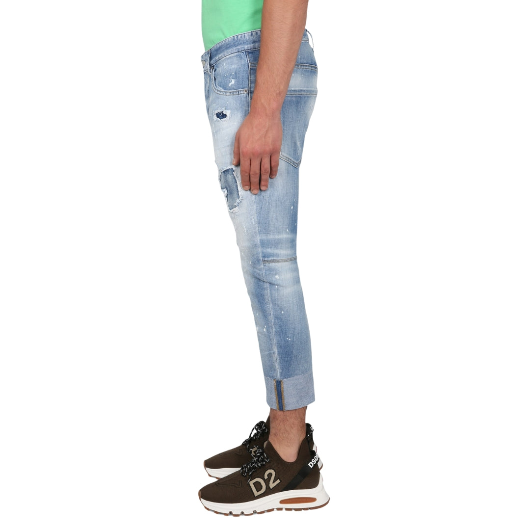 DSQUARED2 Sailor Jean Destroyed Reinforced Denim Blue Jeans W28