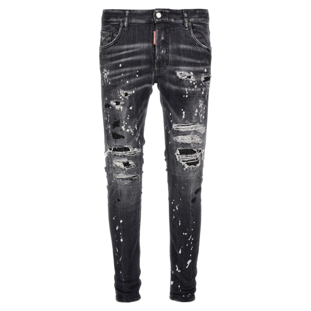 DSQUARED2 Super Twinky Jean Black Diamond Destroyed Wash Black Jeans W30