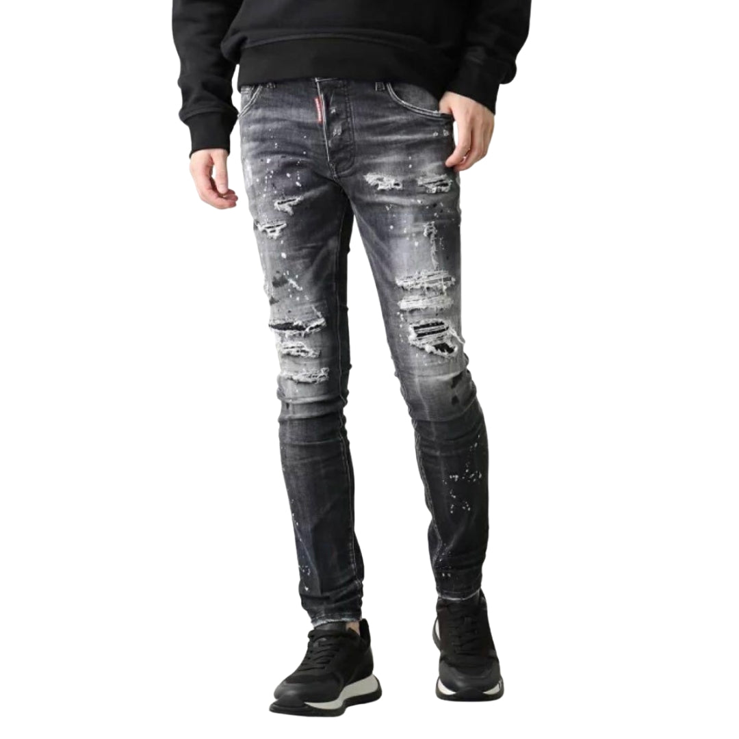 DSQUARED2 Super Twinky Jean Black Diamond Destroyed Wash Black Jeans W30