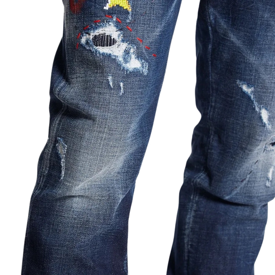 DSQUARED2 Skater Jean Dark Monster Maze Wash Blue Jeans W32
