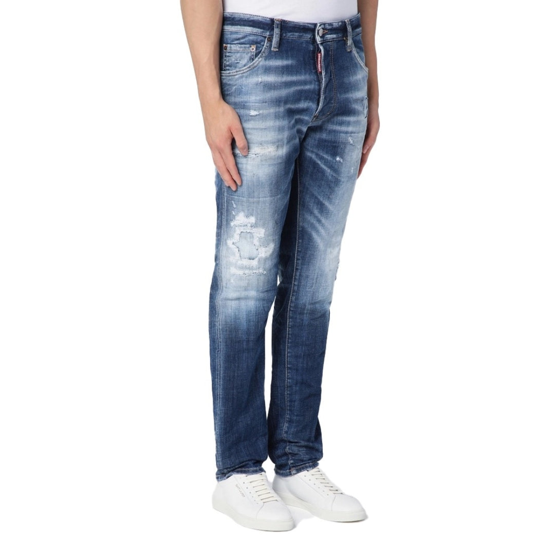 Dsquared2 Distressed Slim-Cut Jeans Navy Blue W32