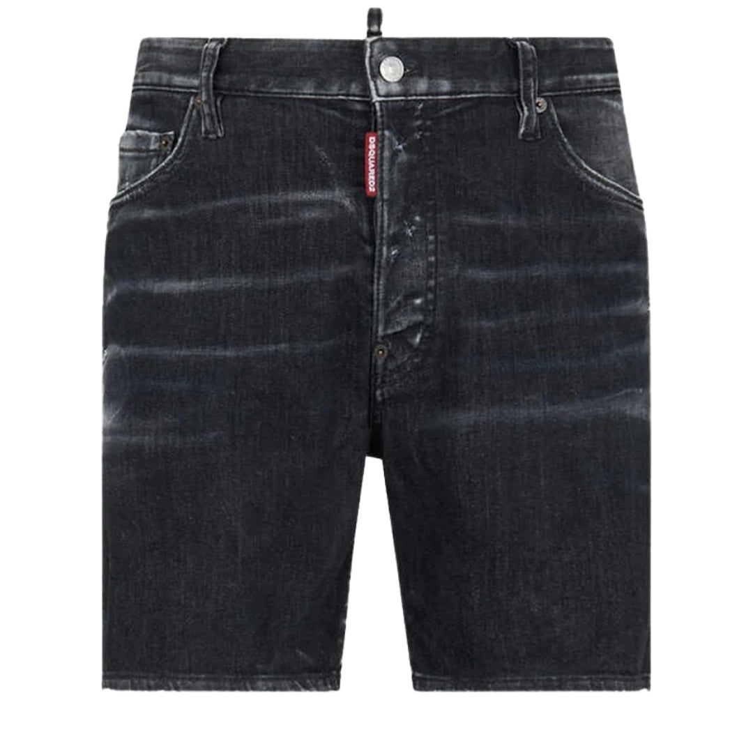DSQUARED2 Black Faded Denim Shorts W34