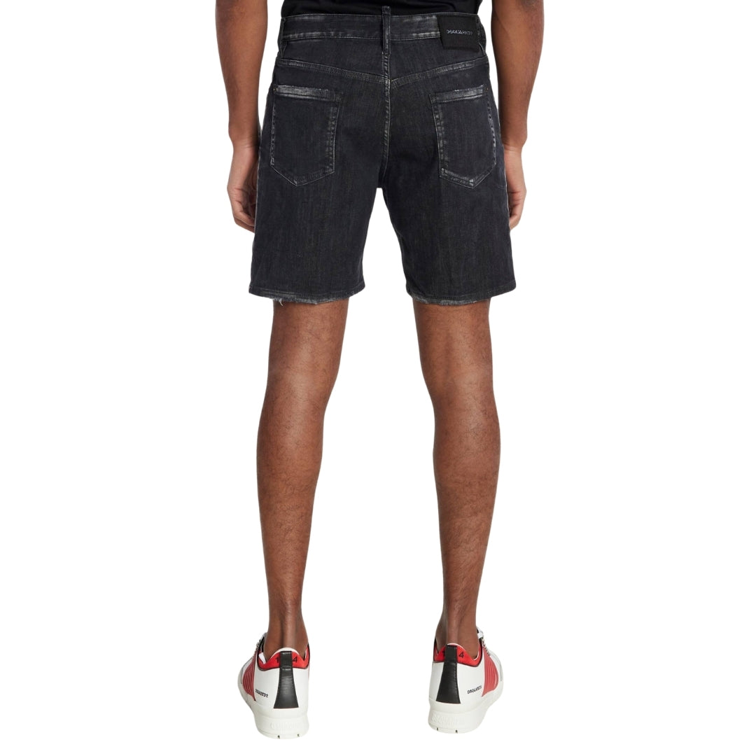 DSQUARED2 Black Faded Denim Shorts W34