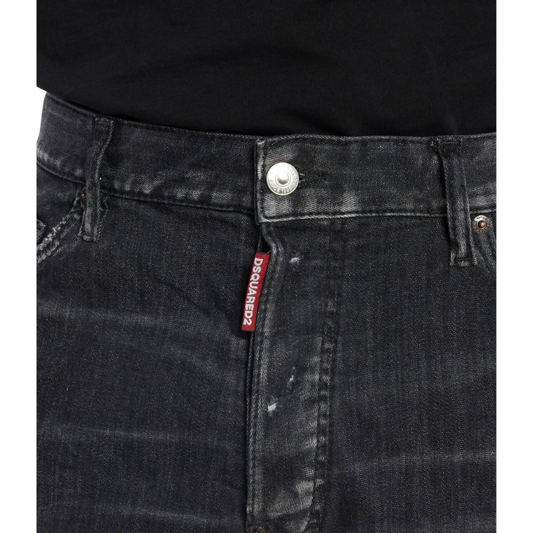 DSQUARED2 Black Faded Denim Shorts W34