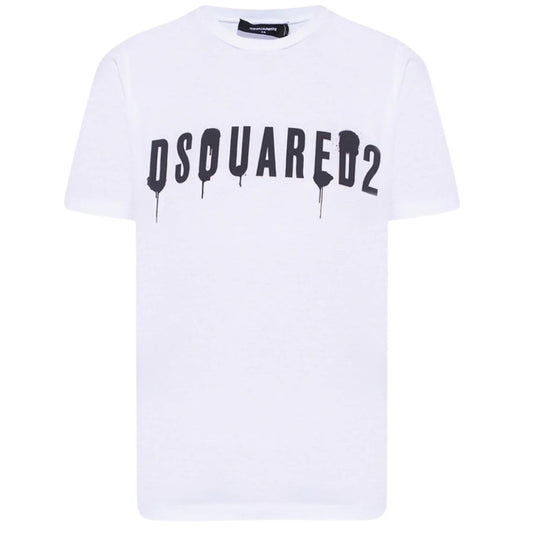 DSQUARED2 Dripping Spray Logo White  T-Shirt XS