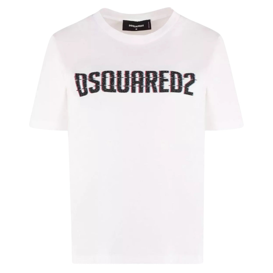 DSQUARED2 Logo Print Crew Neck White  T-Shirt S