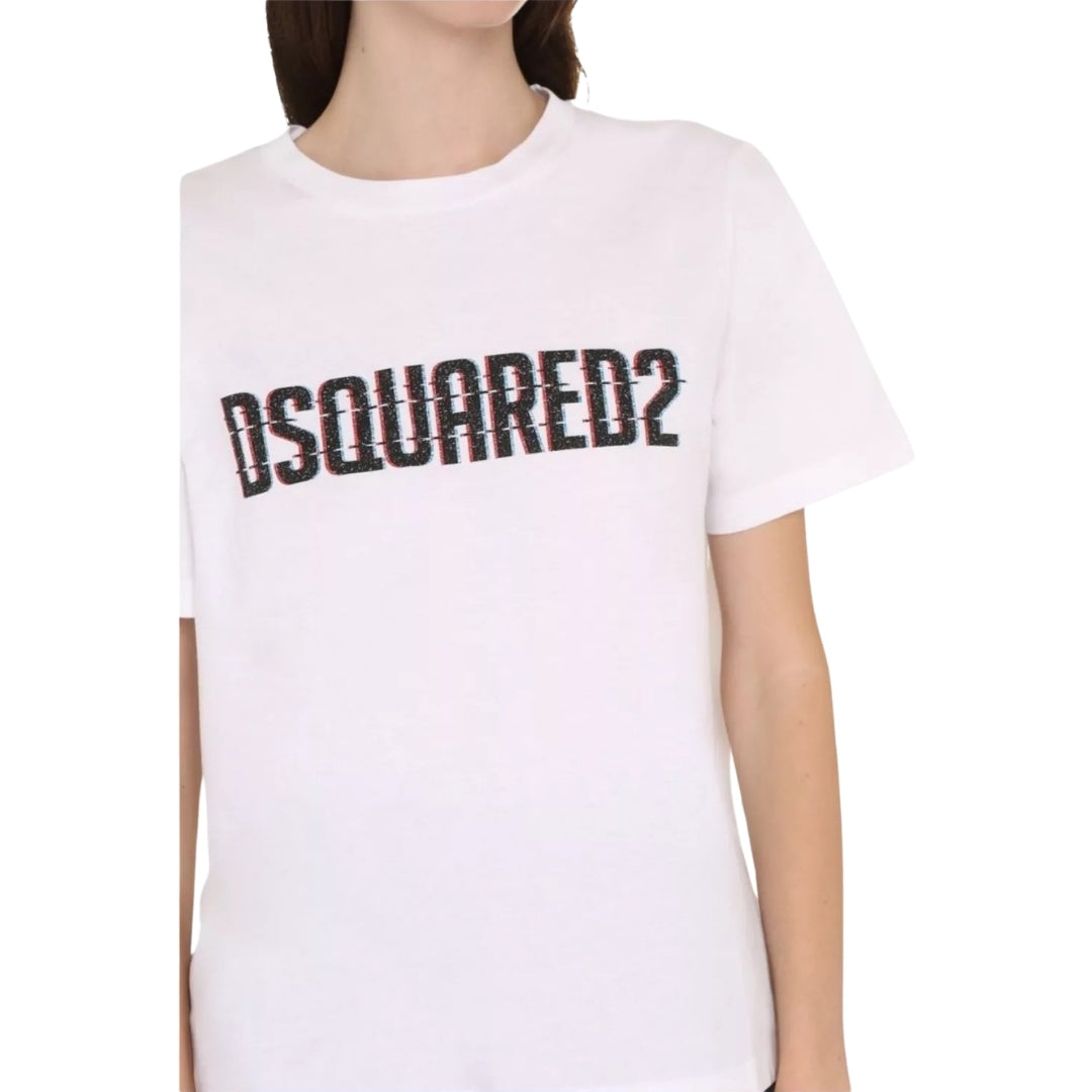 DSQUARED2 Logo Print Crew Neck White  T-Shirt S