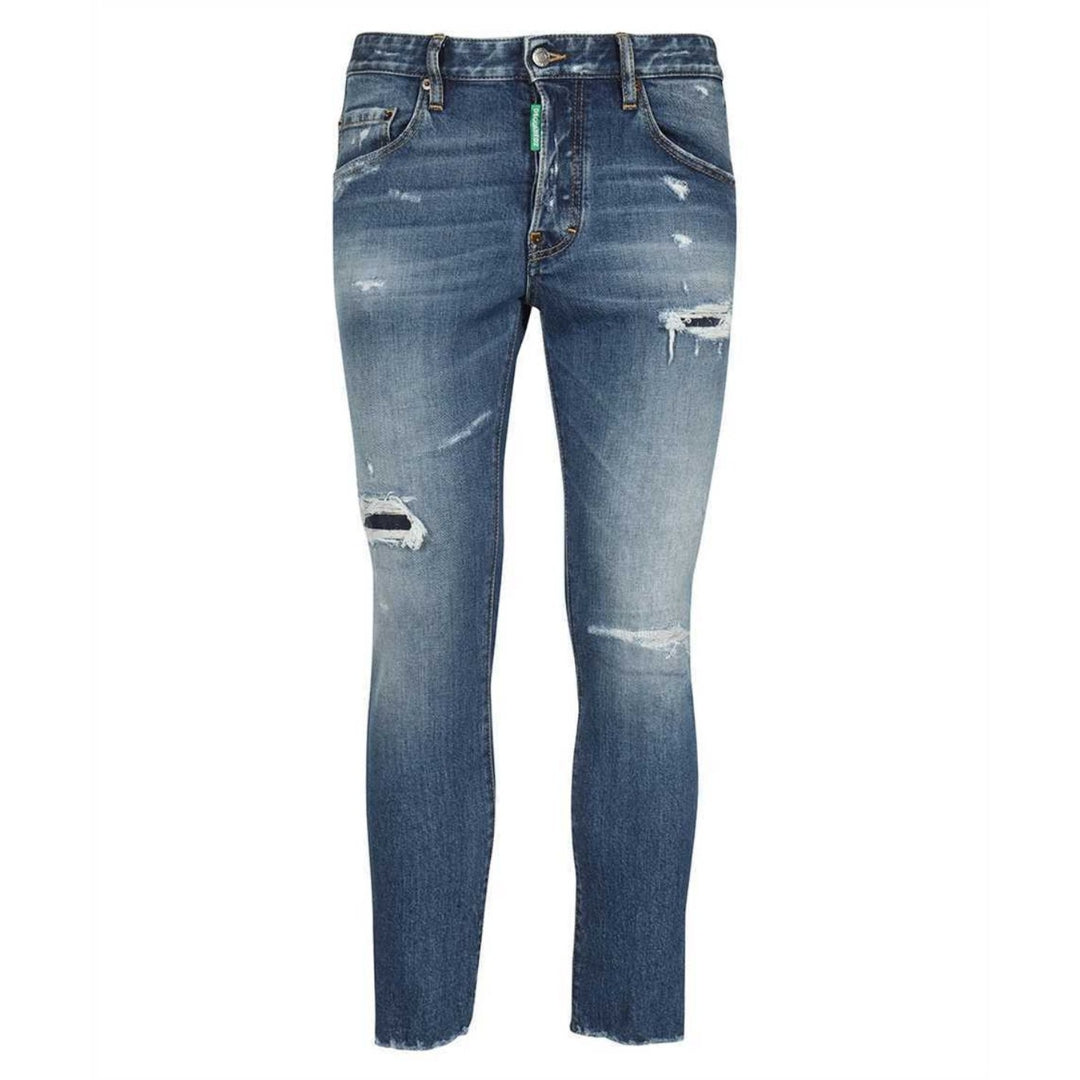 Dsquared2 Skater Jean Green Badge Blue Denim Pants S78LB0057 S30817 SKATER JEAN 470