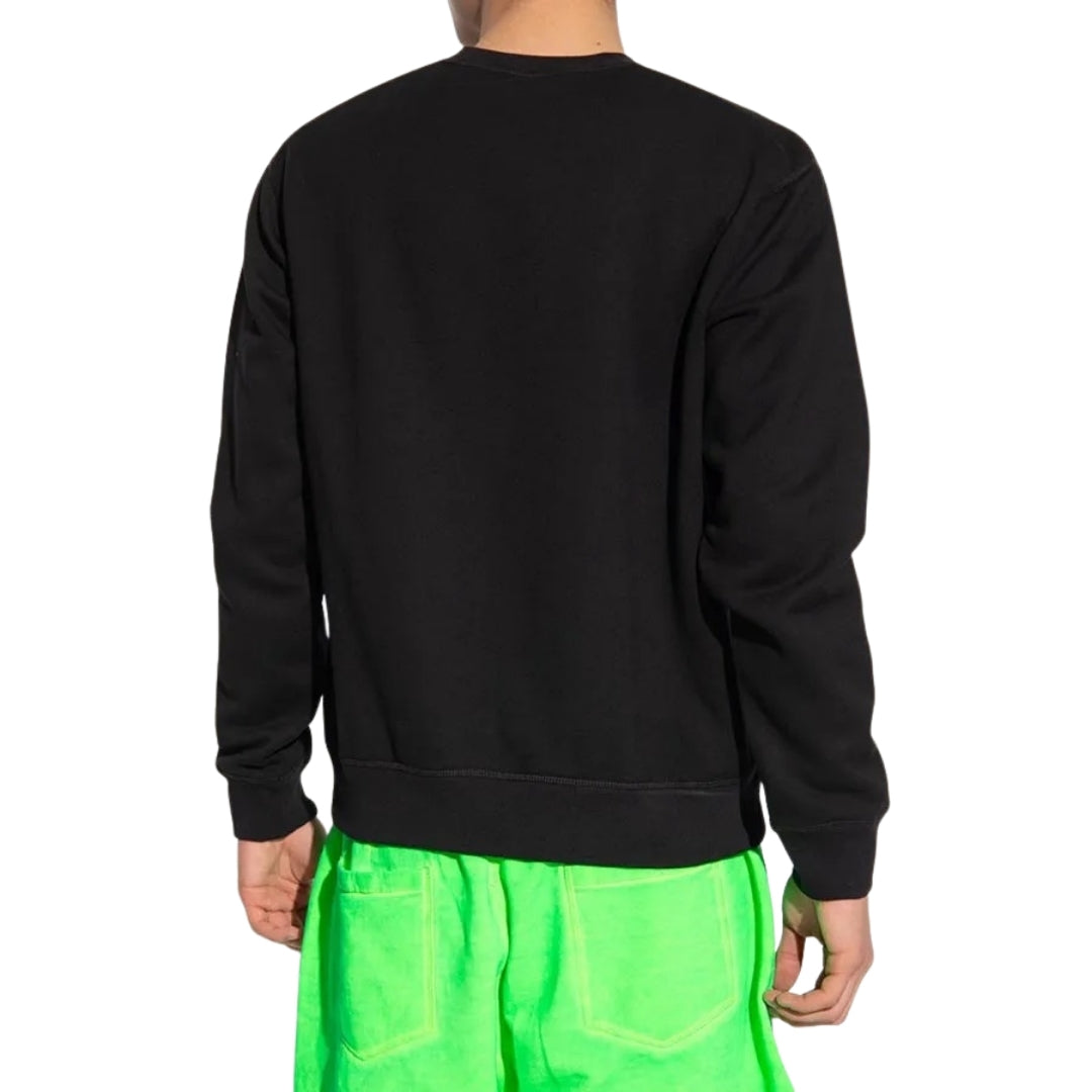 DSQUARED2 Icon Blurred Lime Logo Crew Neck Black Jumper M