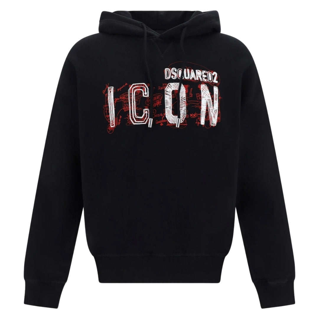 DSQUARED2 Icon Scribble Logo Cool Fit Black Hoodie M