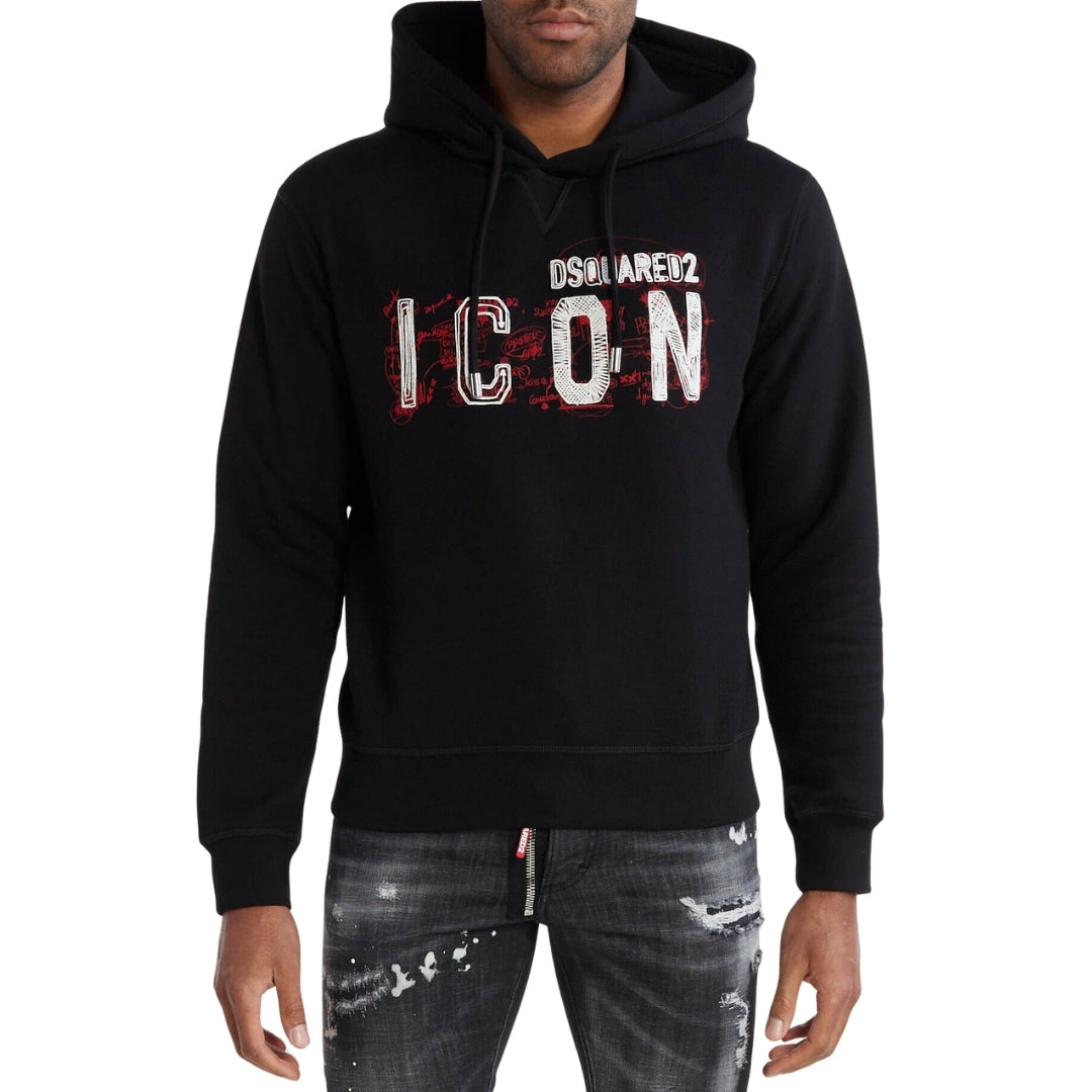 DSQUARED2 Icon Scribble Logo Cool Fit Black Hoodie M