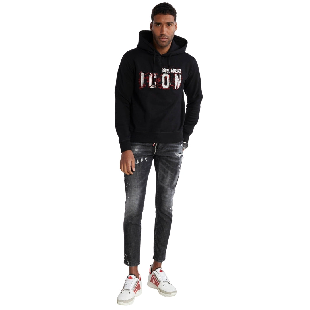 DSQUARED2 Icon Scribble Logo Cool Fit Black Hoodie M