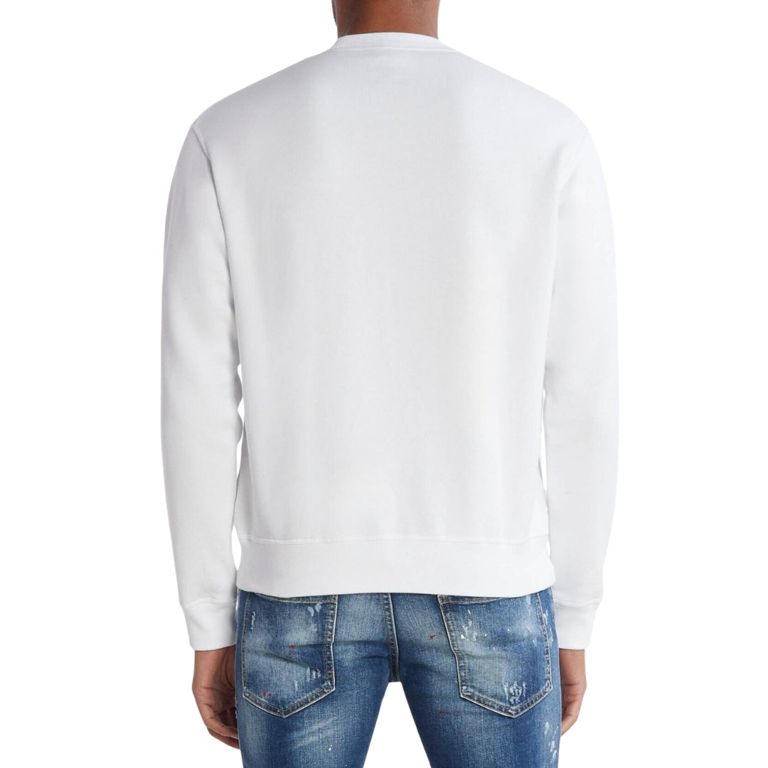 DSQUARED2 Icon Splash Cool Fit Crew Neck White Sweatshirt M