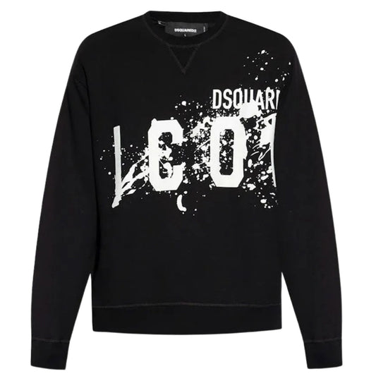 DSQUARED2 Icon Splash Cool Fit Crew Neck Black Sweatshirt M