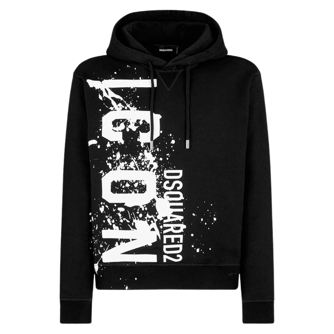 DSQUARED2 Cool Fit Icon Splash Logo Black Hoodie XS