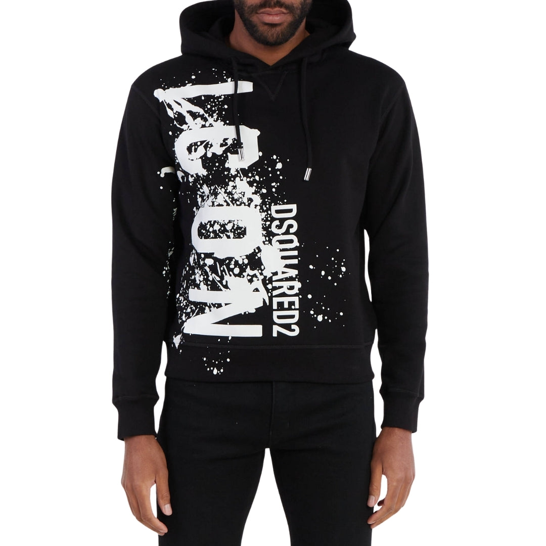 DSQUARED2 Cool Fit Icon Splash Logo Black Hoodie XS