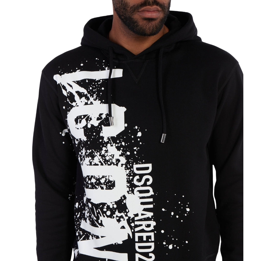 DSQUARED2 Cool Fit Icon Splash Logo Black Hoodie XS