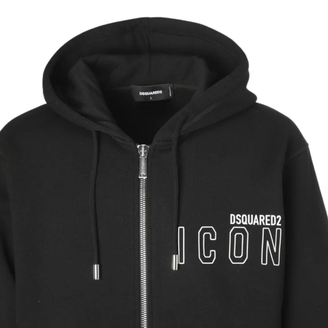 DSQUARED2 Icon Outline Logo Zip Black Hoodie S