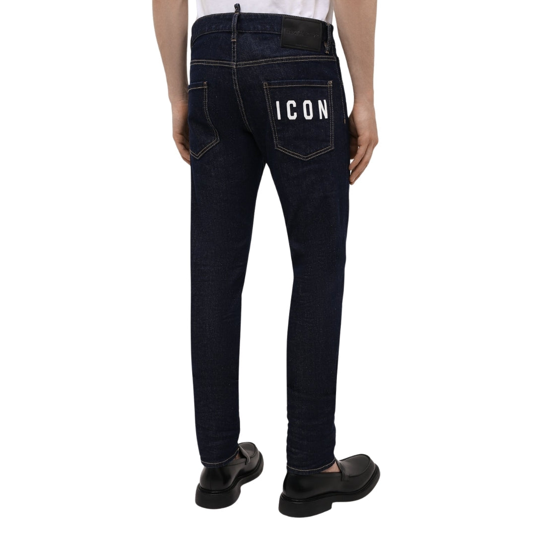 DSQUARED2 Cool Guy Jeans Icon Print Pocket Dark Wash Blue Jeans W30